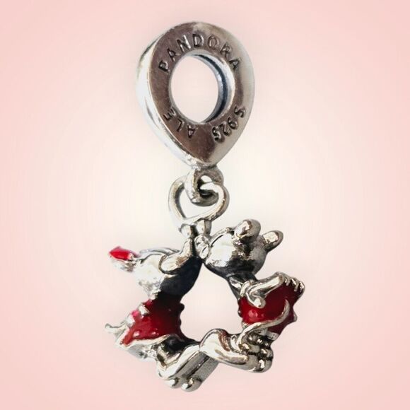 Pandora Charm Mickey and Minnie Mouse Kissing Dangle #790075C01 - Picture 3 of 8